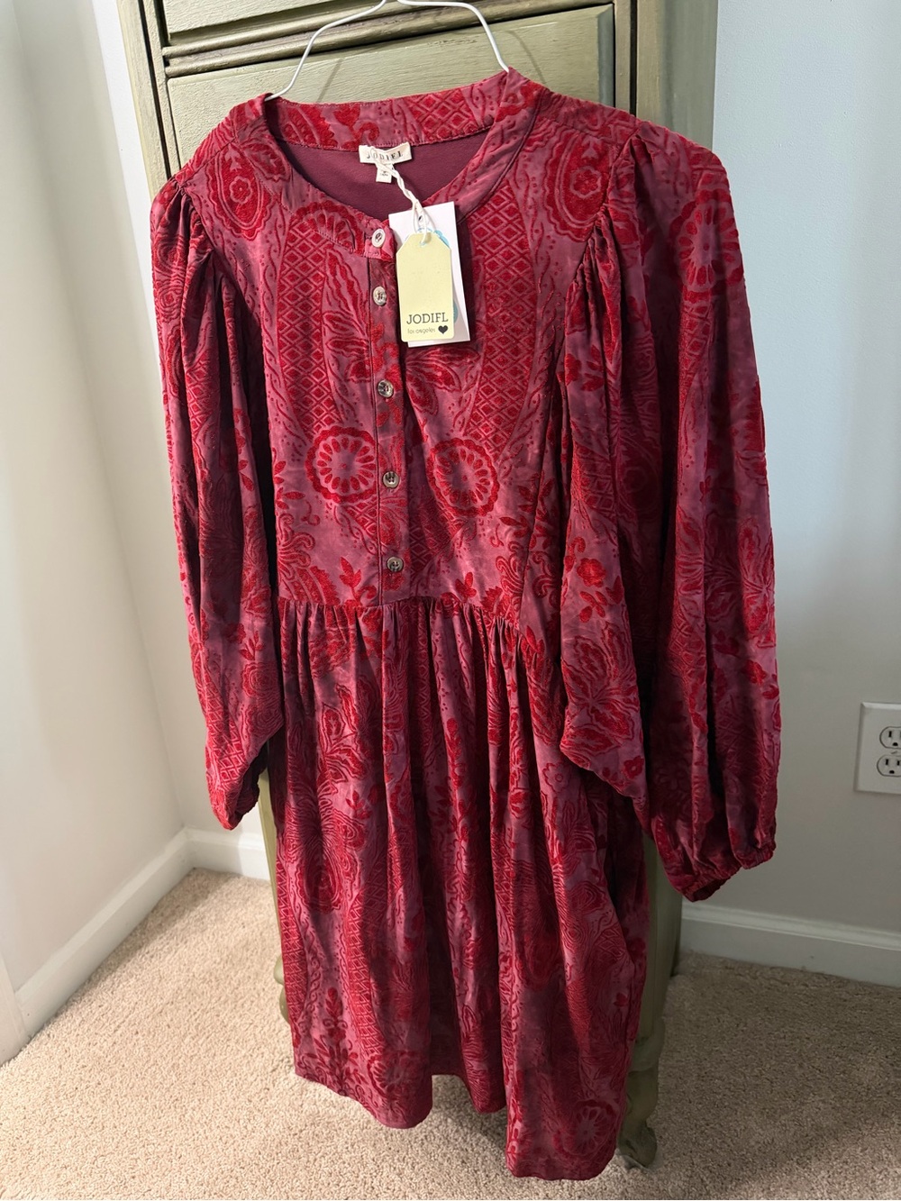 JODIFL patterned velvet dress NWT